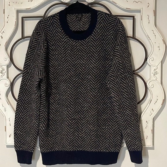 J. CREW ALPACA/LANA WOOL BLEND SWEATER MARLED NAVY SIZE EXTRA LARGE - Picture 1 of 10
